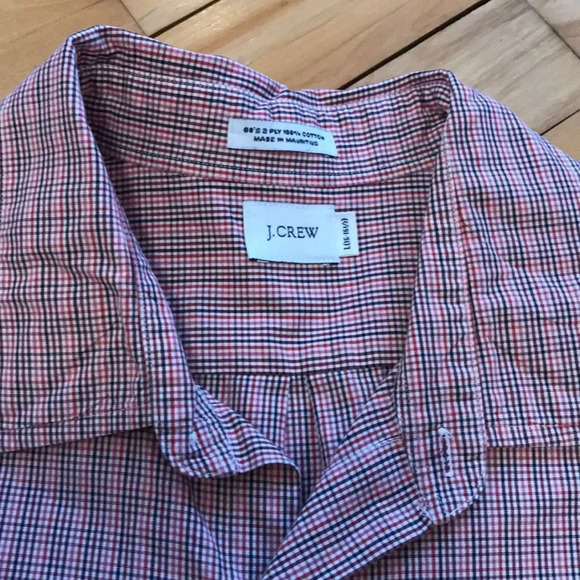 J. Crew multi color small check button shirt, Lg - Picture 2 of 5
